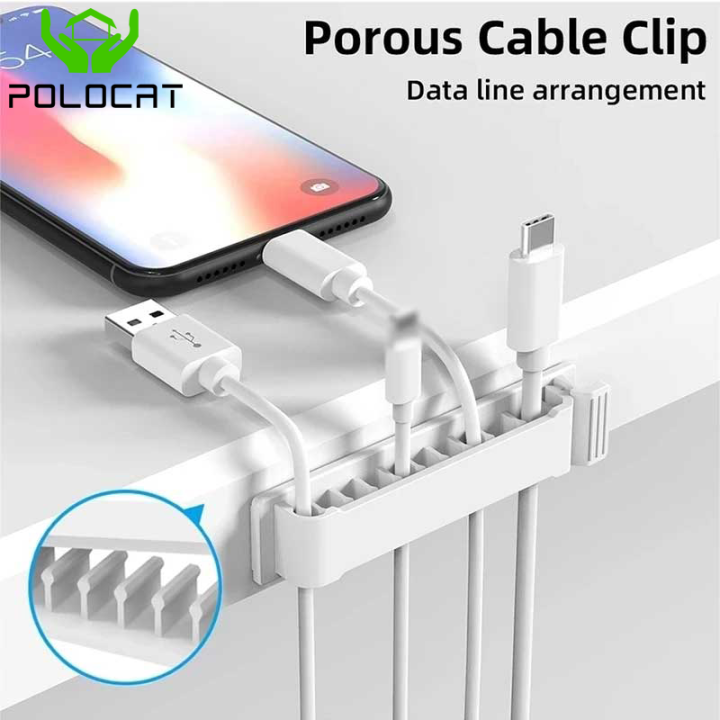Polocat USB Cable Organizer Wire Holder Silicone Tie Fixer Management
