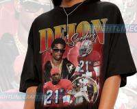 เสื้อเชิ้ตวินเทจ deion sanders Kaus Sepak Bola คลาสสิก90s กราฟิก unisex วินเทจ bootleg ย้อนยุค