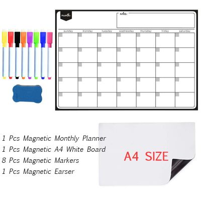 Magnetic Weekly Monthly Planner Whiteboard Dry Erase Calendar Magnet Fridge Stickers Memo Message Drawing Schedule Agenda 2021