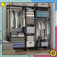 Wardrobes ราวตากผ้าพร้อมชั้นวาง ราวแขวนผ้า ราวแขวนทรงสี่เหลี่ยม ดีไซน์สวยเรียบง่าย วางของได้หลากหลาย รับน้ำหนักได้ดี ทนทานแข็งแรง