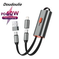 Doudoulie สายดาต้าชาร์จเร็ว USB 4 In 1 PD 60W สำหรับโทรศัพท์มือถือเคเบิล I-Phone 13 11 12 Pro X Xiaomi Huawei USB สายชาร์จ C