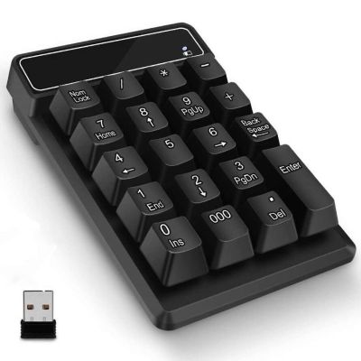 Portable Number Pad Mini USB 2.4GHz 19-Key Financial Accounting Numeric Keypad Keyboard Extensions for Laptop Desktop Notebook Keyboard Accessories
