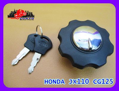 HONDA JX110 CG125 FUEL TANK CAP "CHROME" with KEY SET // ฝาถังน้ำมัน HONDA JX110 CG125 โครเมี่ยมขอบพลาสติกสีดำ พร้อม ลูกกุญแจ