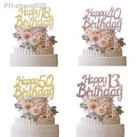 Glitter Paper Happy Birthday Cake Topper Rose Gold 13/18/30/40/50th Birthday Party Cupcake Topper for Birthday Party Cake Decor