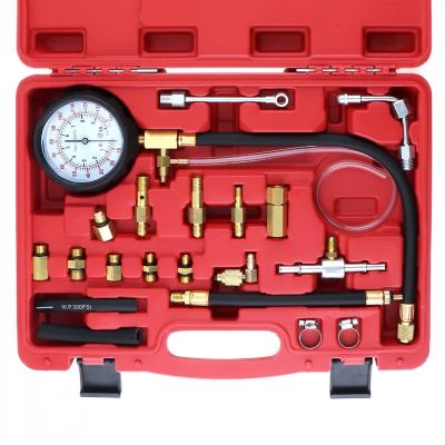 0~140PSI 0~10 Bar Replaceable Compression Fuel Injection Pressure Car Diagnostic Tester Tools Kit with Valve and Drain Hose