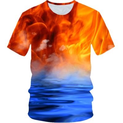 2022 Summer Children 3D T-Shirt Boys Girls Red Fire And Blue Ice Water Dragon Eagle Funny Printing T Shirt Kids Fashion Tshirts