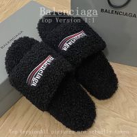 Balenciaga รองเท้าแตะ ผ้าวูล ให้ความอบอุ่น สไตล์เกาหลี พลัสไซซ์ สําหรับผู้หญิง