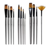 4Pcs/Set Aluminum Tube Silver High Quality Nylon Brush Oil Painting Brushes Wooden Handle Art Paint Brush Set Art Students Tools Artist Brushes Tools