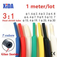 1M 1.6/2.4/3.2/4.8/6.4/7.9/9.5mm Dual Wall Heat Shrink Tube Thick Glue 3:1 Ratio Shrinkable Tubing Adhesive Lined Wrap Wire Kit