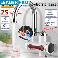 220V Instant Electric Faucet Tap Hot Water Heater 3000W 30-50 Stainless Steel Under Inflow LED Display Bathroom Kitchen