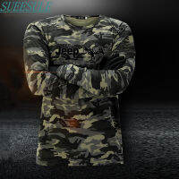 SUEESULE Cotton long-sleeved T-shirt Mens round-neck sports casual oversized loose t-shirt shirt