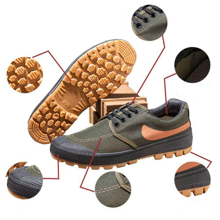 รองเท้าเซฟตี้สำหรับใส่เครื่องมือผู้ชาย-รองเท้าทำงานกันลื่นระบายอากาศ-รองเท้าประกันแรงงานกลางแจ้ง-รองเท้าผู้ชายที่มีเอ็นน้ำหนักเบาระงับกลิ่นกาย-รองเท้าปลดปล่อยเส้นเอ็นหนาของผู้ชาย-รองเท้าลายพรางผูกเชือ