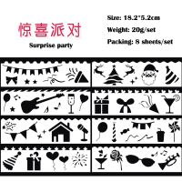 8pc Surprise Party Child Stencil DIY Scrapbooking Album Decorative Accessories Painting Template Drawing Office School Supplies Rulers  Stencils