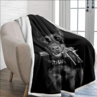 Sherpa Blanket Dobermann Raiden Shogun Blanket Soft Worm Plush Blanket เก้าอี้โซฟาผู้ใหญ่สำหรับเตียงเด็ก ห้องนั่งเล่น