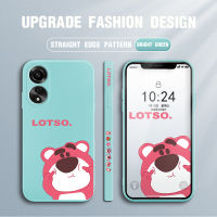 เคสสำหรับ OPPO A78 4G เคสมือถือใหม่ตัวการ์ตูน Lotso ดีไซน์ Story3กล่องโทรศัพท์ดีไซน์ด้านข้างลายขอบสี่เหลี่ยมปลอกซิลิโคนของเหลวเคสป้องกันทนแรงกระแทกกล้องคลุมทั้งหมด