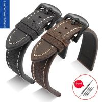 Universal Brands Vintage Suede Leather Watch Strap Mens 18/20/22/24/26mm Flat Straight Interface Cowhide Watchband