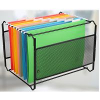 TECHCHIPA4 Mesh Metal File Organizer Box Hanging File Folder Box Desk Storage Holder Shelf Holder Storage for Office Home