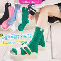 Better ถุงเท้ากีฬา ข้อยาว ผ้าฝ้าย ถุงเท้าข้อกลาง แฟชั่นฤดูใบไม้ร่วง womens socks