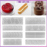 TIANBEI Bakeware ลายฉลุช็อคโกแลตแม่พิมพ์ฟองดองขอบตกแต่งเค้กใบไม้แม่พิมพ์ลายลูกไม้แม่พิมพ์เสื่อซิลิโคน