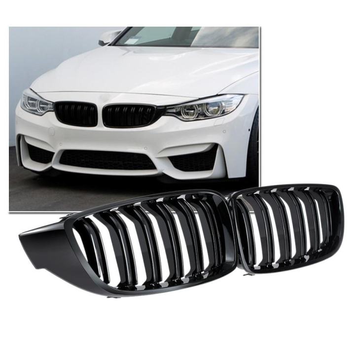 1 Pair M4 Style Car Front Bumper Kidney Grille Gloss Black Double Slat  Grill for BMW F32 F33 F36 F82 Car Body Styling Car Accessories