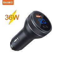 Basike ที่ชาจในรถยนต์ ที่ชาร์จในรถ ชาร์จไฟในรถ พอตชาร์จไฟ 12v 24v QC3.0 PD อะแดปเตอร์รถเร็วขนาดกะทัดรัด for iPhone13,12, 11/iPad Redmi Note 9, Samsung S10+, Realme, Vivo, Oppo, ASU