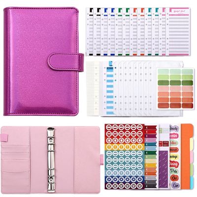 Macaron A6 PU Leather DIY Binder Notebook Cover Diary Agenda Planner Zipper Money Saving Envelope