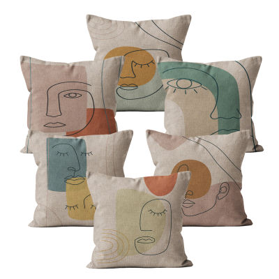 Art Cushion Cover Line Linen Colorful Throw Pillow Case Car Decor Home Decoration 45x45 40*40 Abstract Decorative Pillowcase
