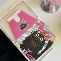 เคสiPadหมุน 360° แผ่นหลังอะครีลิ Black Cat Party Time Gen10 Air5/4 เรียบง่าย Gen9 gen10 เคสไอแพด 10.9 11pro