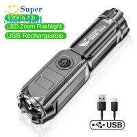 Supermall Strong Light Multi-Functional Flashlight Waterproof Torch Usb Charging Portable Hand Lamp For Outdoor Camping