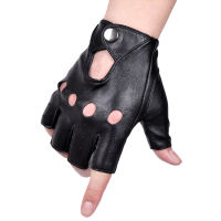 1 pair Female Half Finger Driving Gloves 1 Pcs Fashion PU Leather Fingerless Gloves For Women White Black Female Guantes Luvas