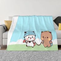 Peach Cat Cute Comic Bubu And Dudu Going Outside Together Blankets Coral Fleece Plush Decoration Bedroom Bedding Couch Bedspread