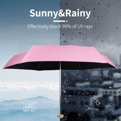 Hot Mini Sun Rain ร่มผู้หญิงกระเป๋าขนาดเล็ก5พับร่ม Windproof Light พับแบบพกพา Kid Travel Anti UV Paraguas Parasol