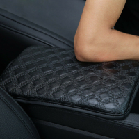 PU Leather Car Armrest Pad Cover Mat Center Console Box Black Leather Cushion Armrests Pad Auto Storage Box Cover Pad Universal