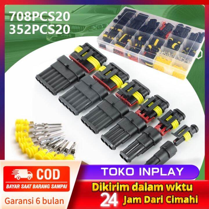 780Pcs/Set Socket Konektor Waterproof 1 2 3 4 5 6 Pin Sepasang Soket ...