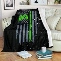 American Gamer Flag    flannel blanket Gaming Decor Home Sherpa blank   flannel blanket