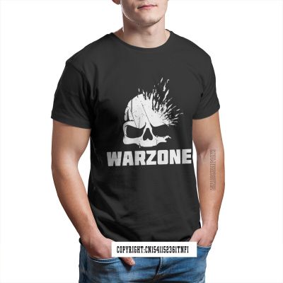 Warzone Headshot Classic COD Black Ops Cold War Black TShirt Homme T Shirt Graphic Tees 100% Cotton Punk Men