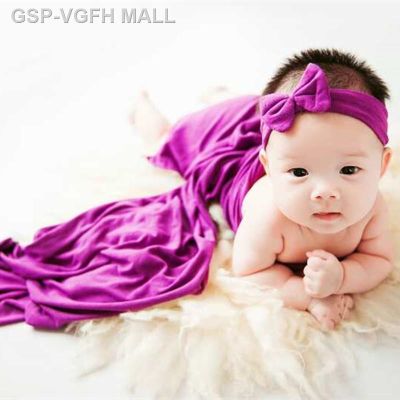 มัดผ้าเจอร์ซีย์ยืดได้ถักสีเข้มสำหรับห้างสรรพสินค้า VGFH MALL ฉากหลังผ้าหุ้มตัวทารกแรกผ้าห่มผ้าคาดศีรษะสำหรับทารกชั้นพร็อพถ่ายรูปผ้า