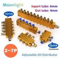 Pneumatic Adjustable Oil Distributor and Lubrication System Distribution Valve Pneumatic Plug In Connector Hose Air Distributor Pipe Fittings Accessor