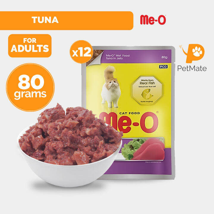 Me-O Adult Cat Wet Food Pouch Tuna 80g BUNDLE OF 12 - PetMate oceanfish ...