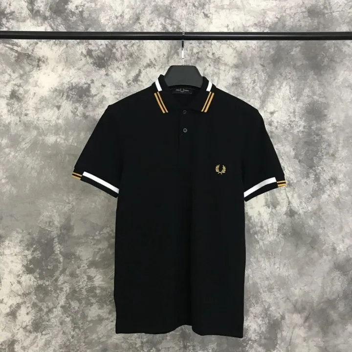 fredperry-british-trend-fredperry-ข้าวสาลีสีเสื้อโปโลลายทางปกแขนสั้นผู้ชายธุรกิจลำลองทุกวัน-fp