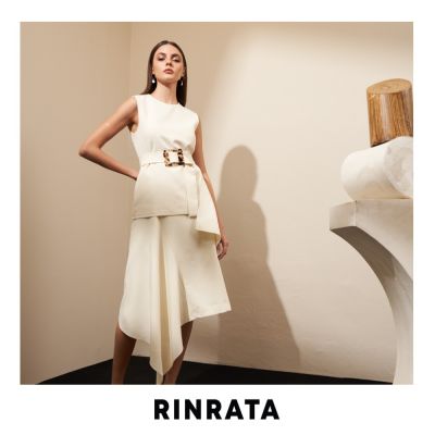 RINRATA - Luna Skirt กระโปรงตัดต่อ ระบาย สะโพกปล่อย รุ่น Luna สีขาว
