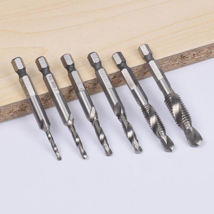 elegant-newacalox-6pcs-set-m3-m4-m5-m6-m8-m10-metric-composite-tap-drill-bit-tap-1-4-39-39-hex-hss-high-speed-steel-thread-spiral-screw