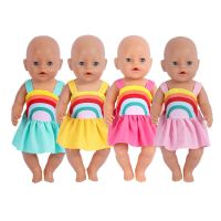 43CM Doll Clothes 18 Inch Rainbow Dress For Fit Bjd1/4 Doll American Girl Baby Born Girl Birthday Festival Gift Doll Accessories Hand Tool Parts Acces