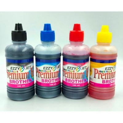 Ezzy-jet BROTHER Inkjet Premium Ink หมึกเติมอิงค์เจ็ท BROTHER ขนาด 100 ml. ( ชุด​ 4 สี.​ BLCK/CYAN/MAGENTA/YELLOW)