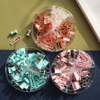 72Pcs Color Binder Clips Paper Clips Push Pin Set Rose Gold Push Pins Cute Stationery for Office Accessories School Supplies