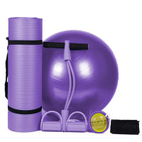 Thickening explosion-proof yoga exercise ball 65cm balance ball with 10mm health mat wall pulley yoga set