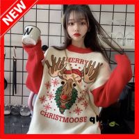 qkq971 WomenS Sweater Korean Style Pullover Loose Christmas Sweater Red Knit Sweater