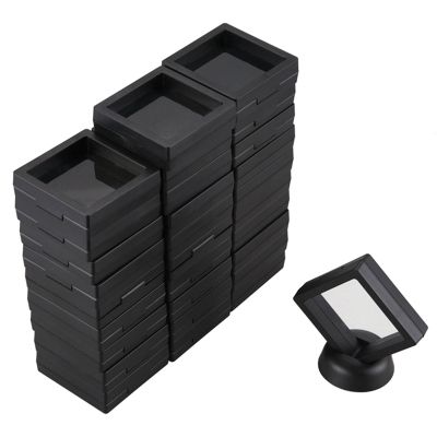 Coin Display Box - Set of 90 3D Floating Frame Display Holder with Stands Black