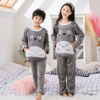 New Arrivals 2021 Autumn Winter Warm Flannel Children Pajamas Set Cute Sleepwear Suit Girls Nightwear Pants Boys Set Kids Gift