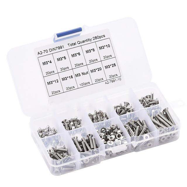 280-buah-set-kotak-sekrup-heksagonal-kepala-countersink-304-baja-tahan-karat-perdagangan-luar-negeri-mur-m3